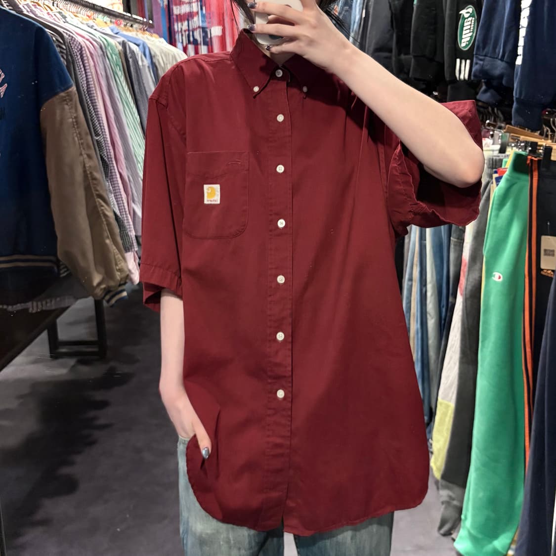 [IM] Carhartt 칼하트 반팔 셔츠 다크레드 상품이미지2