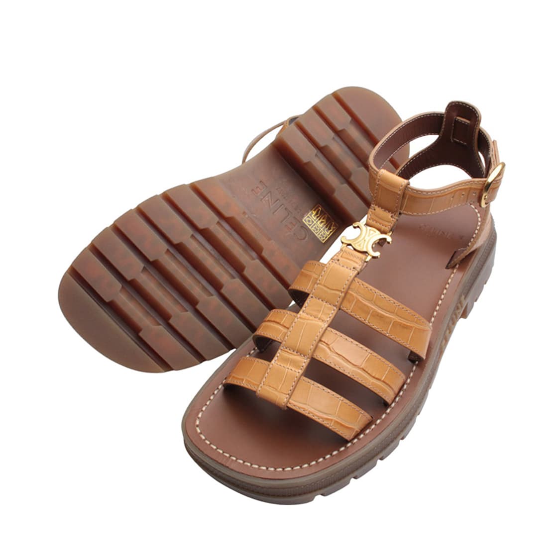 셀린느 카멜 와니 패턴 스트랩 샌들 37 상품이미지3