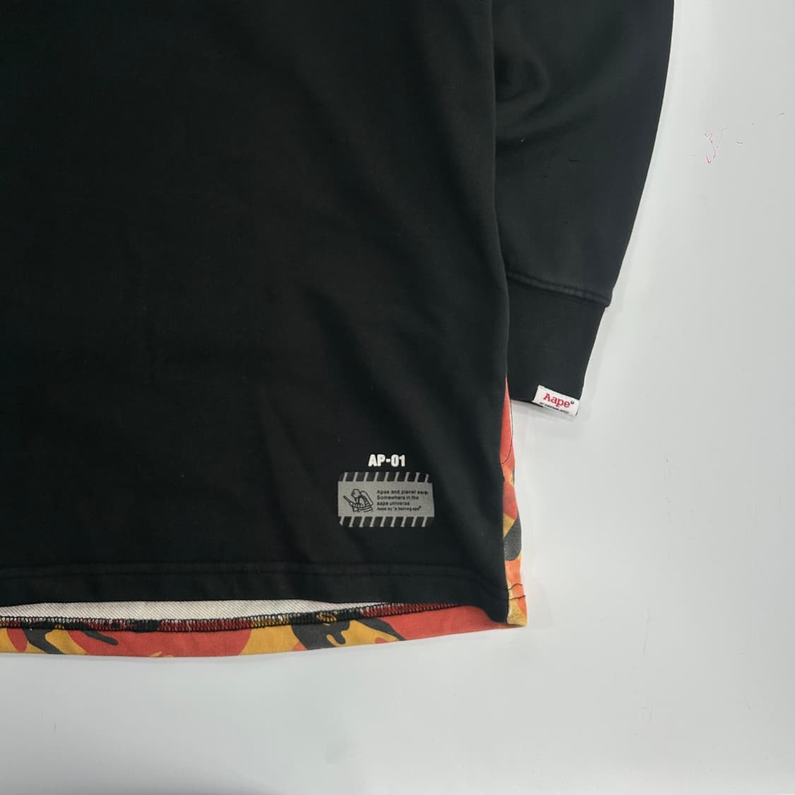 Aape 에이프 오렌지 카모 백포인트 블랙 후드티  상품이미지5