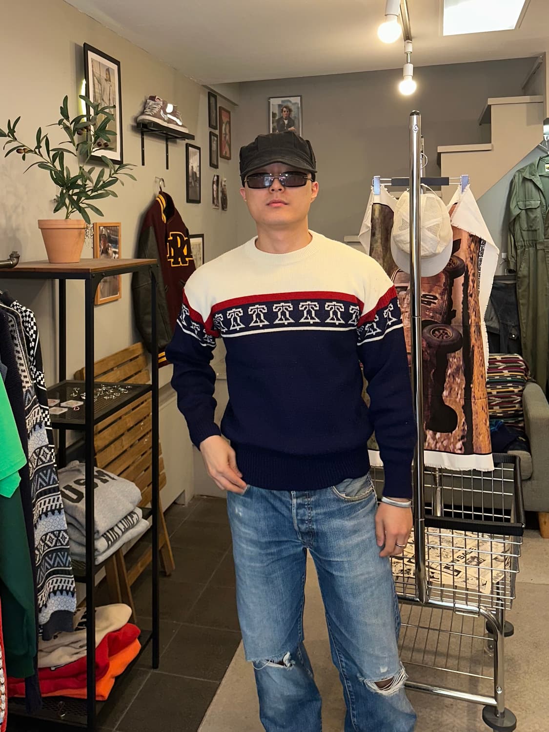 80‘s Liberty Bell ethnic pattern knit 상품이미지1