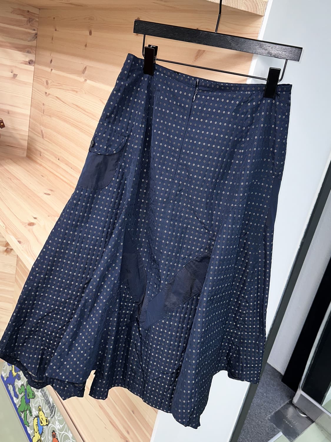 navy pattern side pocket skirt 상품이미지6