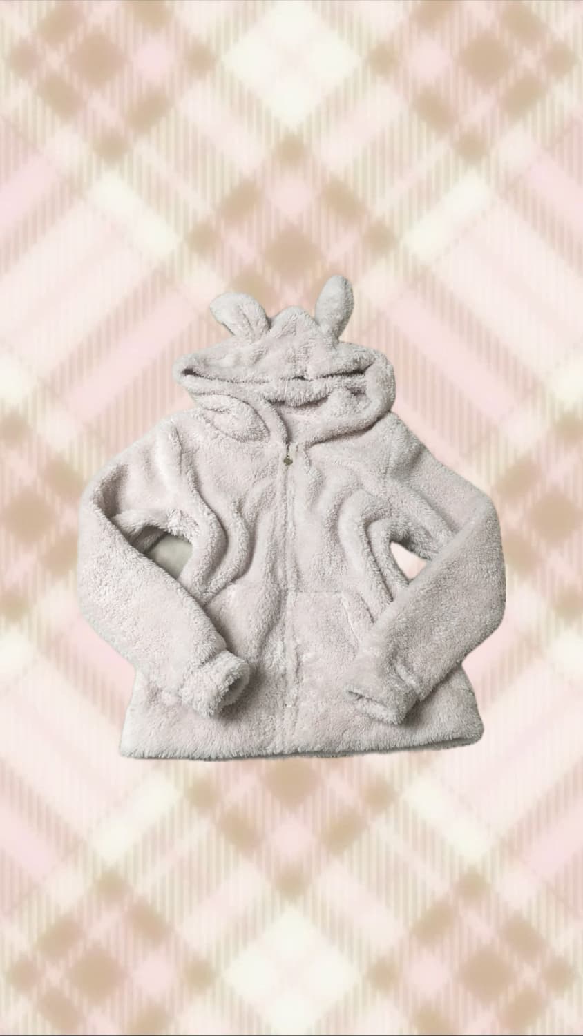 핑크 우사미미 뽀글이 후드집업 라떼 히메 갸루 러블리 로걀 젤라또피케 상품이미지1