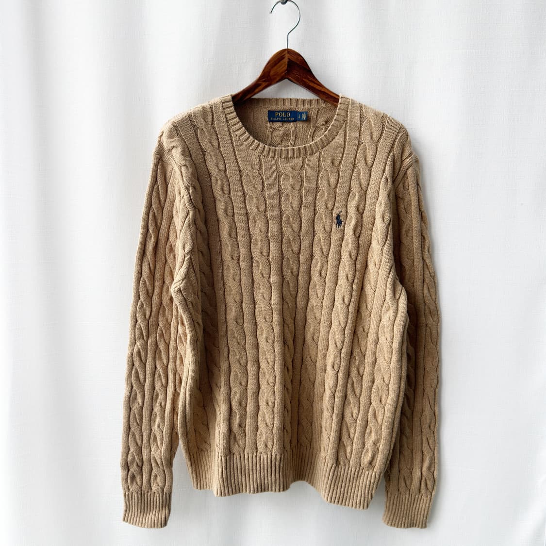 폴로 랄프로렌 케이블 니트 코튼 스웨터 베이지 L 상품이미지1