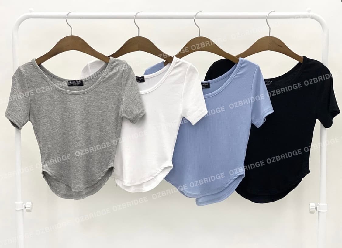 에이블리 지그재그 유넥 언발 크롭 반소매 반팔티 반팔 티셔츠 화이트 블랙 상품이미지4