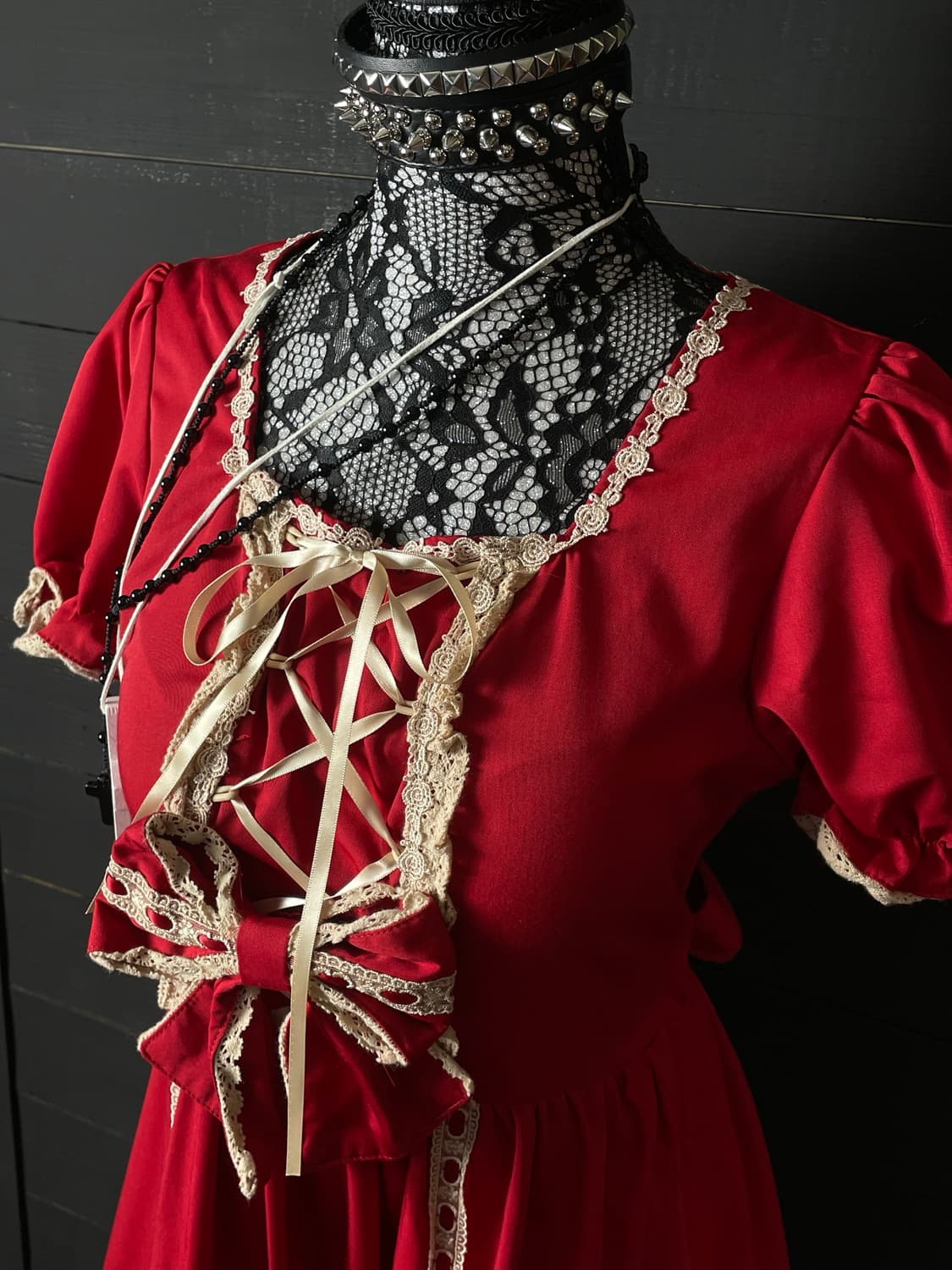 BODYLINE 바디라인 레드 로리타 케이프 / 리본 코르셋 드레스 상품이미지7