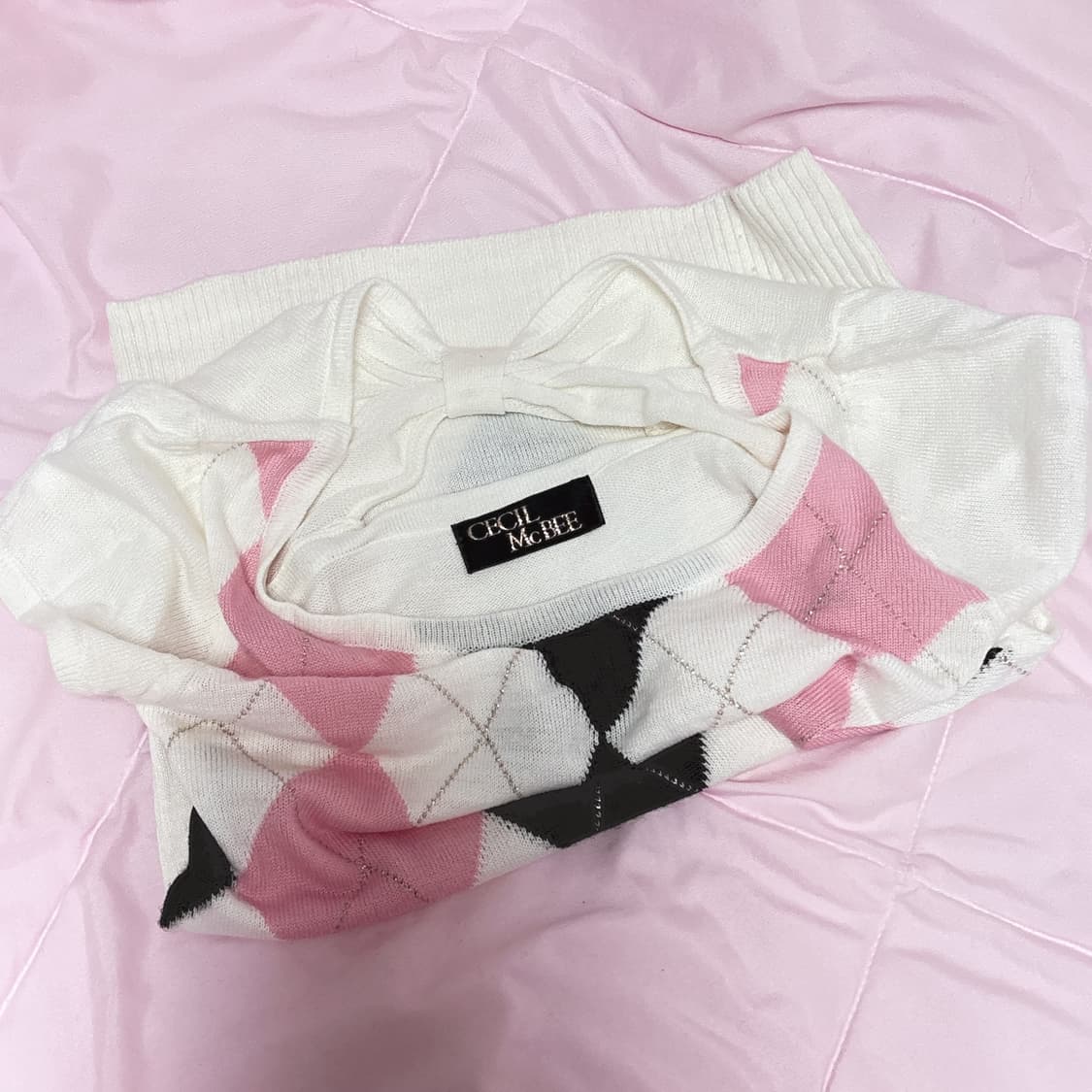 세실맥비 아가일 니트 탑 상품이미지3