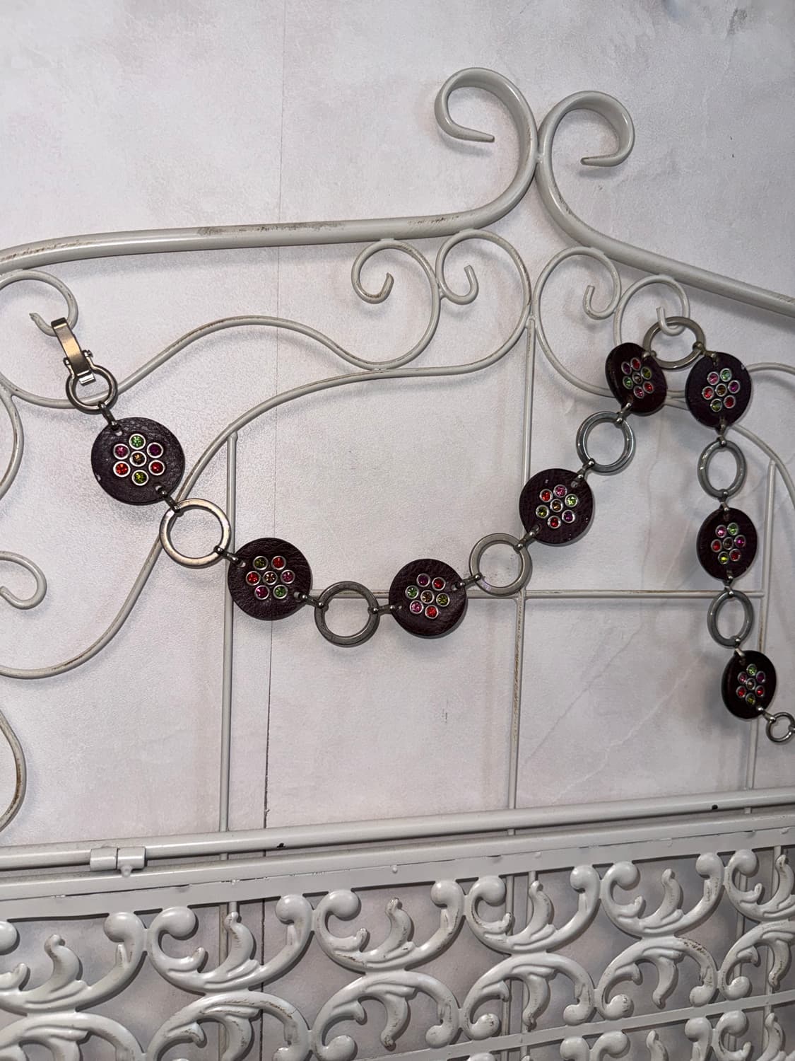 Color cubic flower ring chain belt 상품이미지2