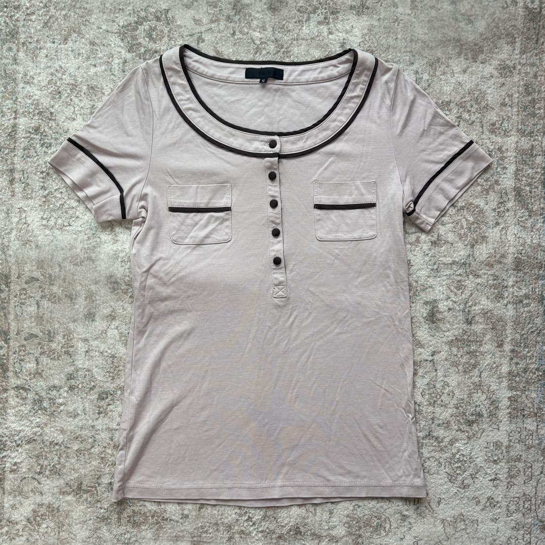 ICB Contrast Piping Henley Tee 상품이미지1