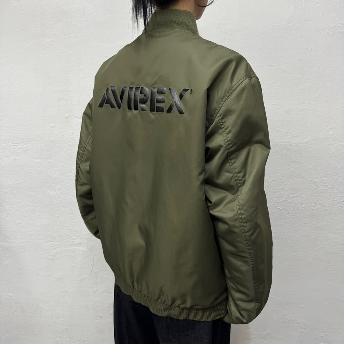 아비렉스 올리브컬러 나일론 후면 스펠아웃 로고 A-1 플라이트 자켓 상품이미지2