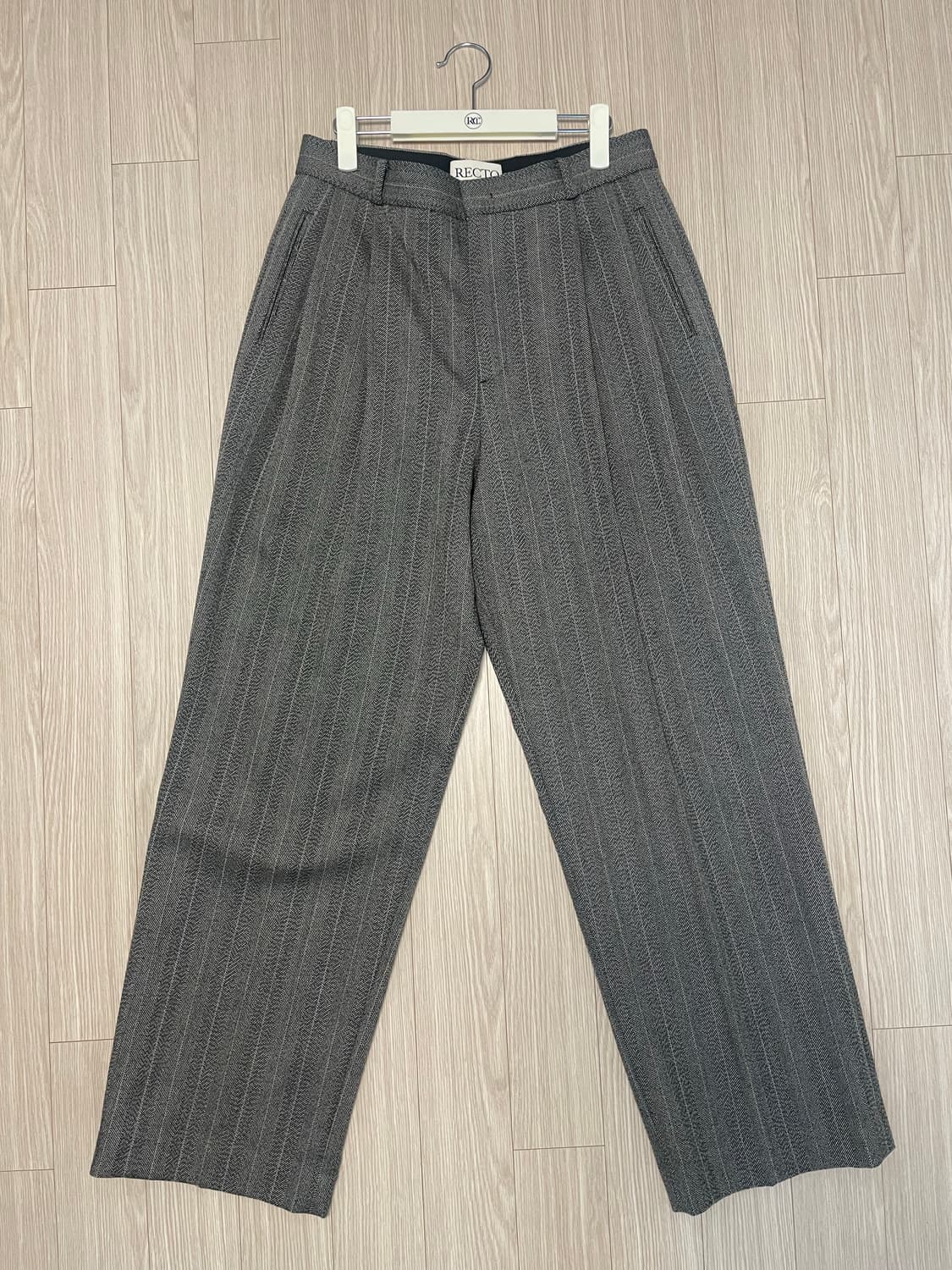 렉토 브로큰 헤링본 투턱 와이드핏 팬츠 s 상품이미지2