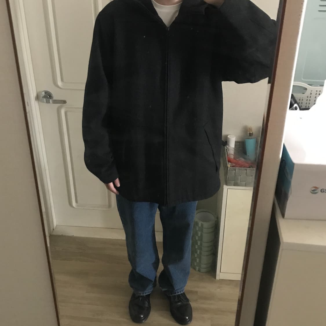 유니클로 모직 후드 코트 XL사이즈 차콜 상품이미지2