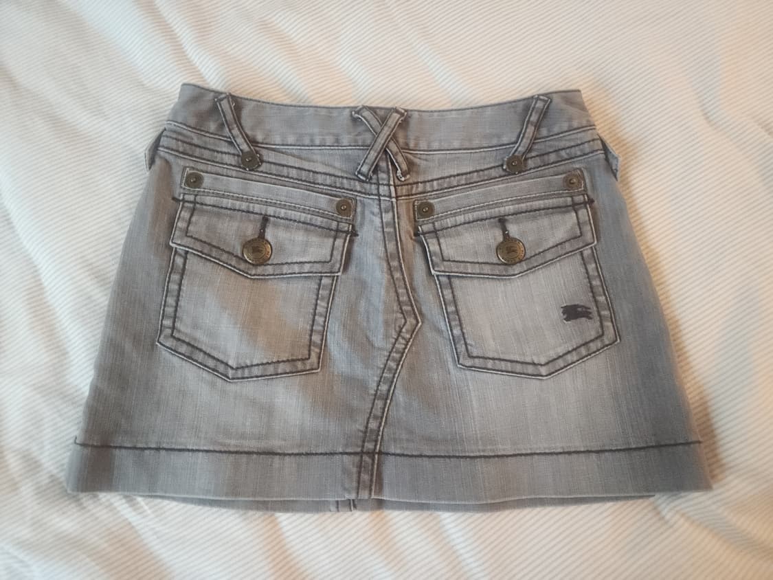 버버리 블루라벨 그레이 흑청 데님 미니 스커트 일본 빈티지 상품이미지2