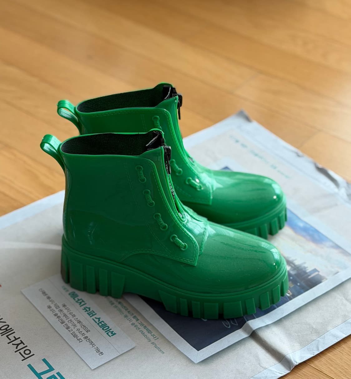 앞지퍼 레인부츠 장화 그린 초록 컬러 230 상품이미지6