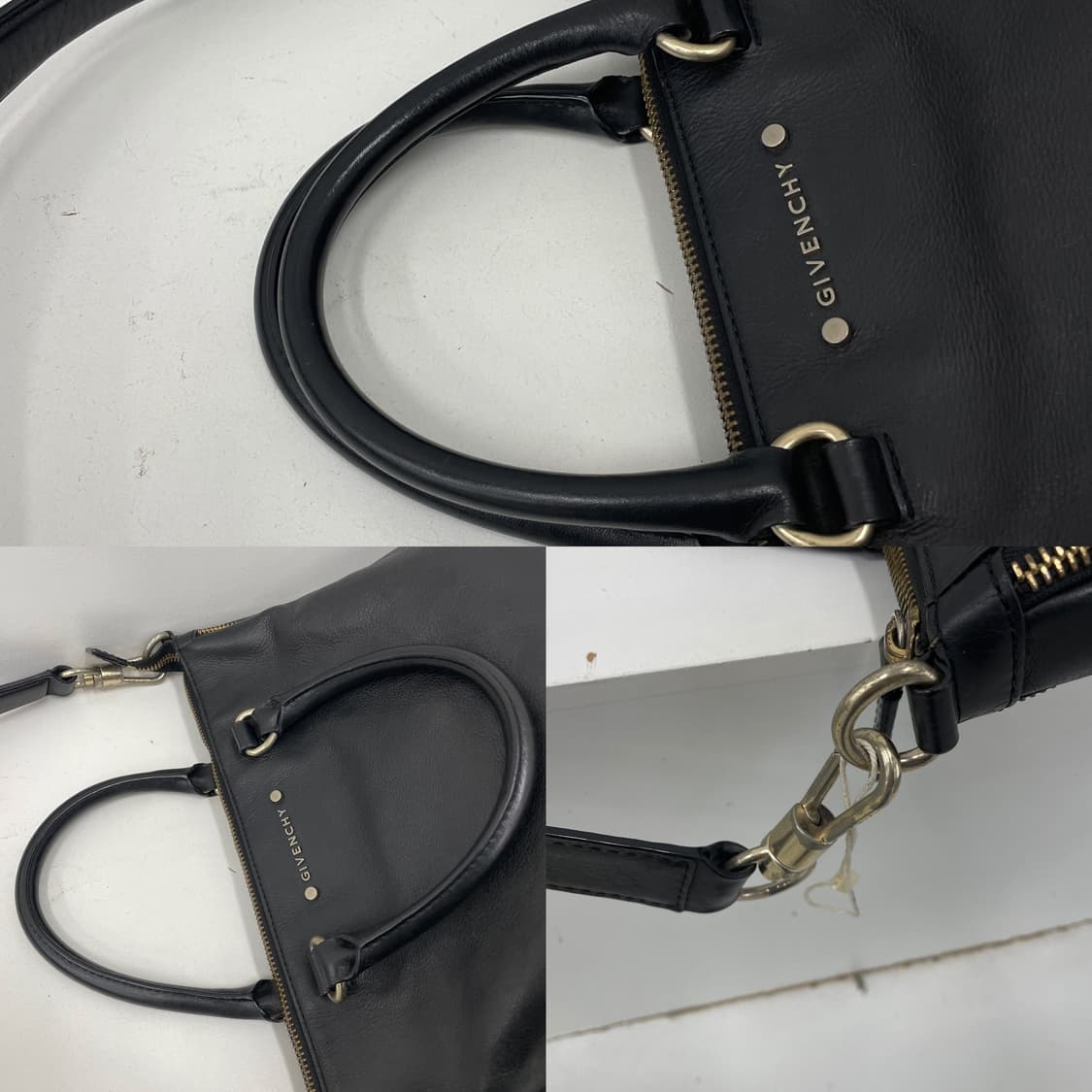 지방시 블랙 카프 스킨 레더 사이드 지퍼 디테일 투웨이 토트 숄더백 상품이미지9