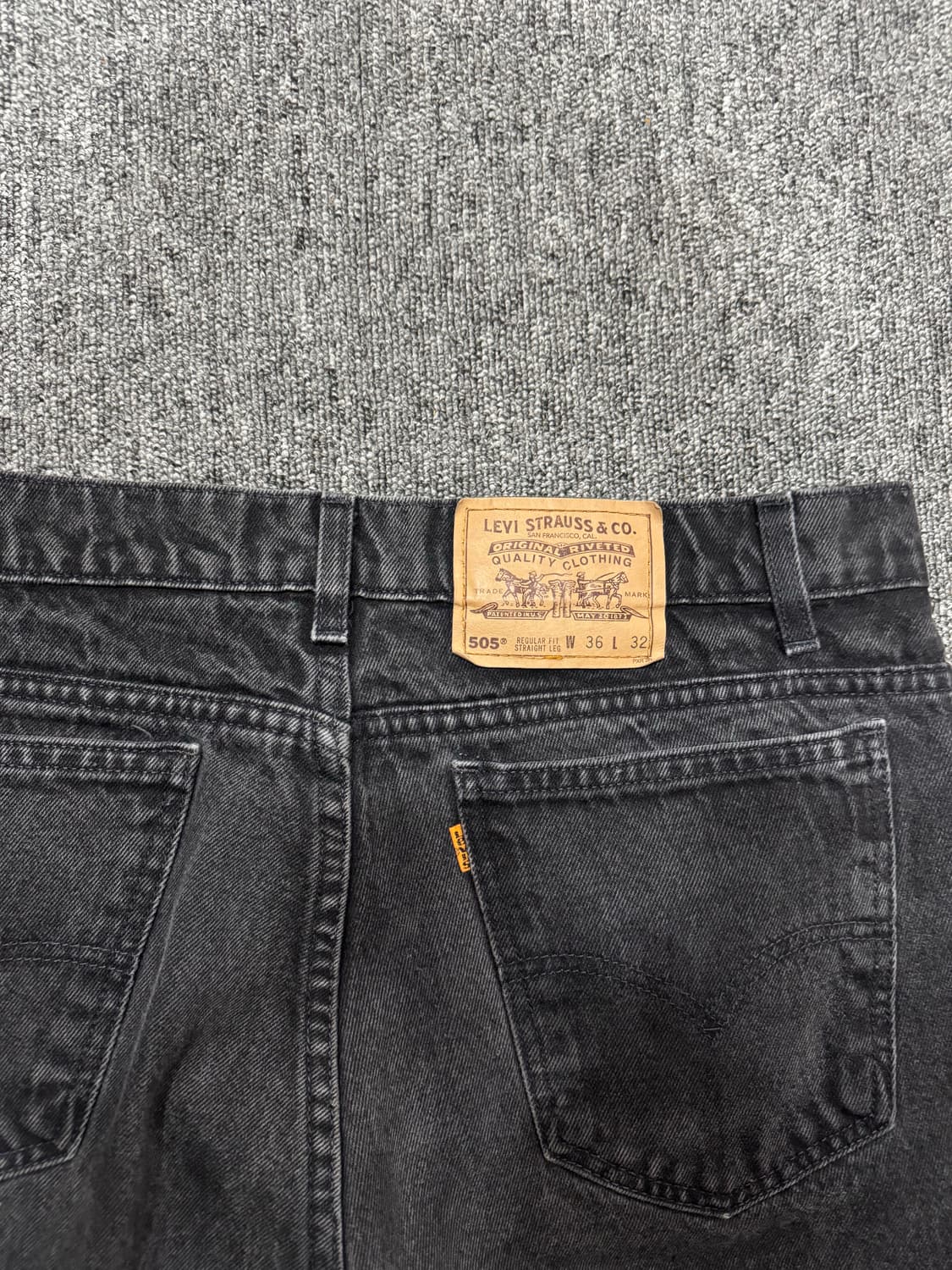 90s USA 리바이스 505 오렌지탭 블랙 워시드 데님 36 상품이미지8