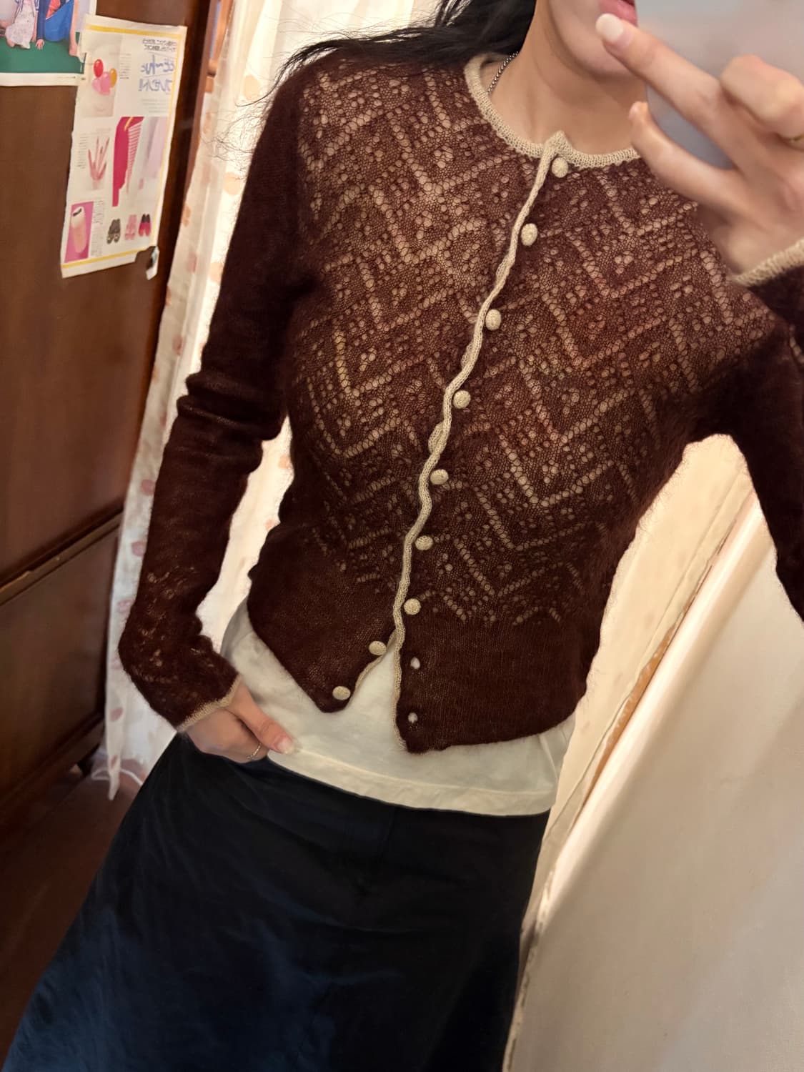 Japanese vintage brown hairy cardigan 상품이미지2