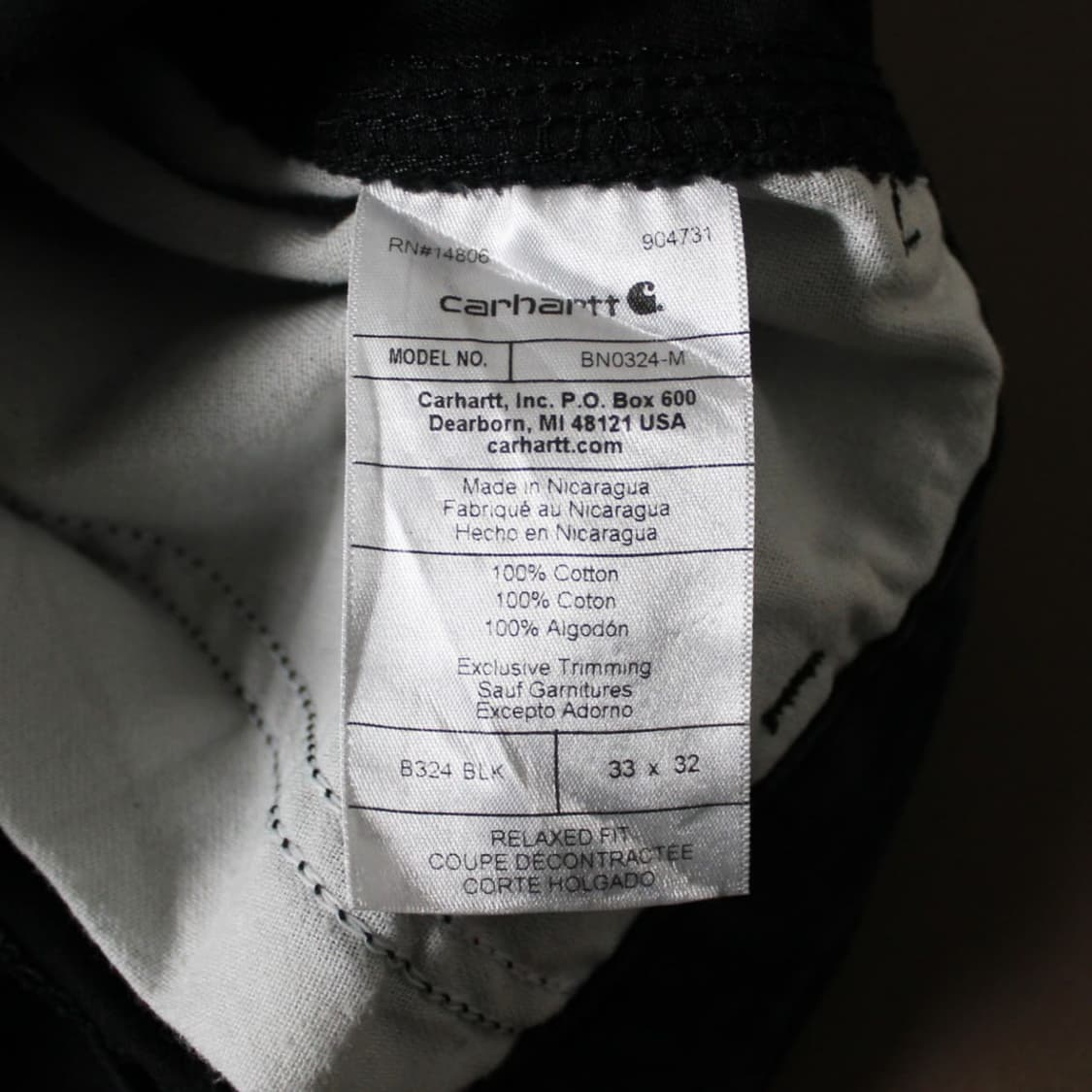 Carhartt 칼하트 BN0324 릴렉스드핏 블랙 카고 워크팬츠 상품이미지4