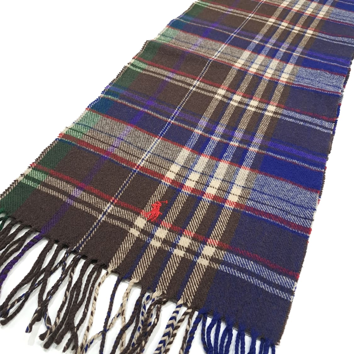 MX321 폴로 랄프로렌 네이비잉크 타탄체크 램스울 목도리 머플러 상품이미지2