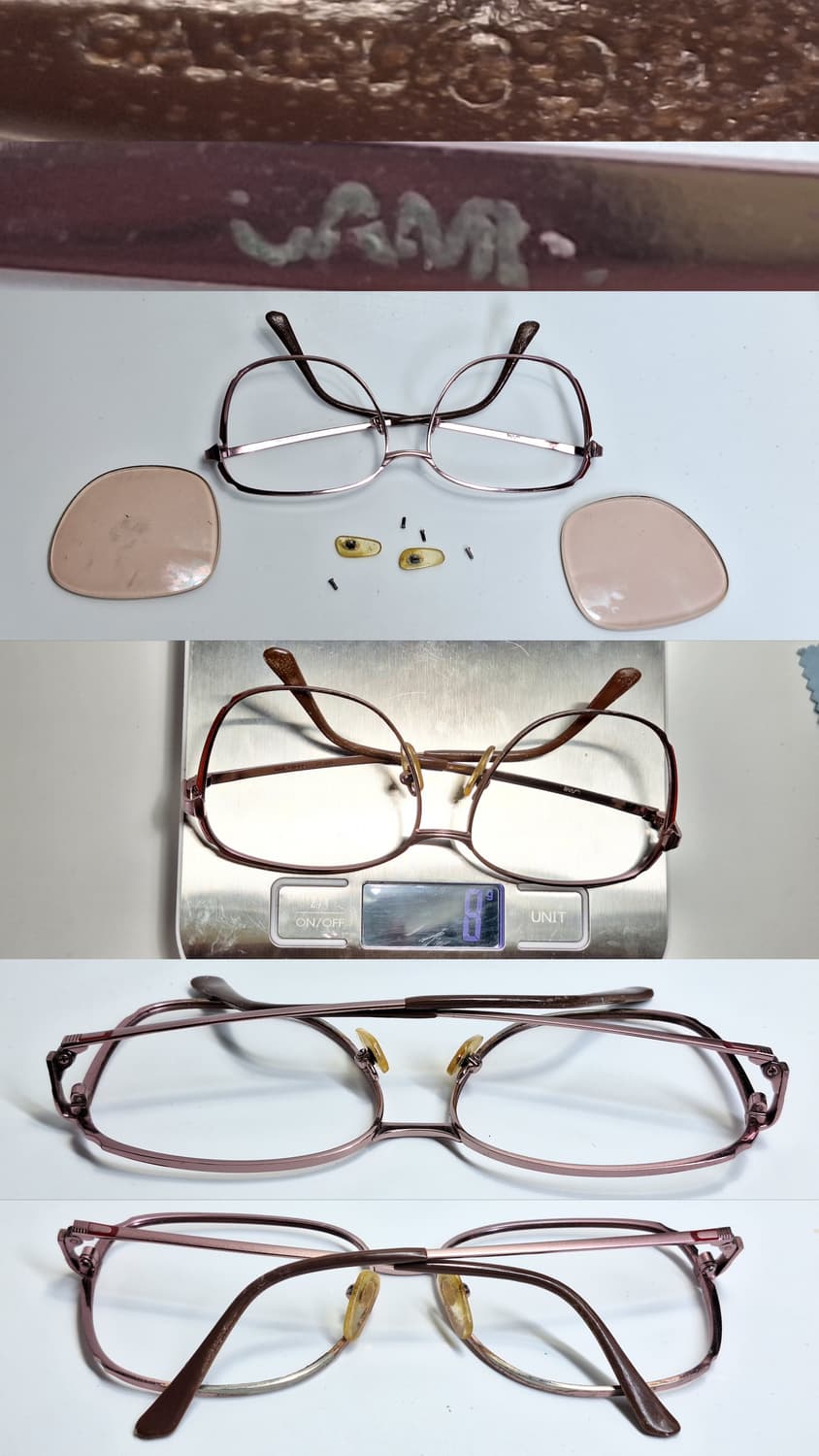 00s 일본 빈티지 CAMIL 여성용 핑크 티타늄 안경테 56mm 레트로 상품이미지3