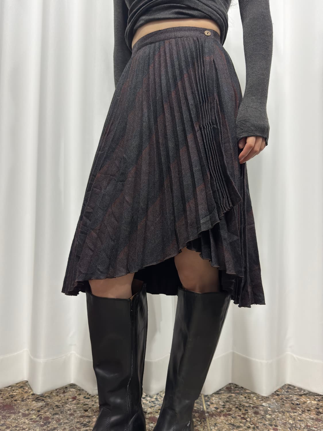 check wool wrap skirt 상품이미지1