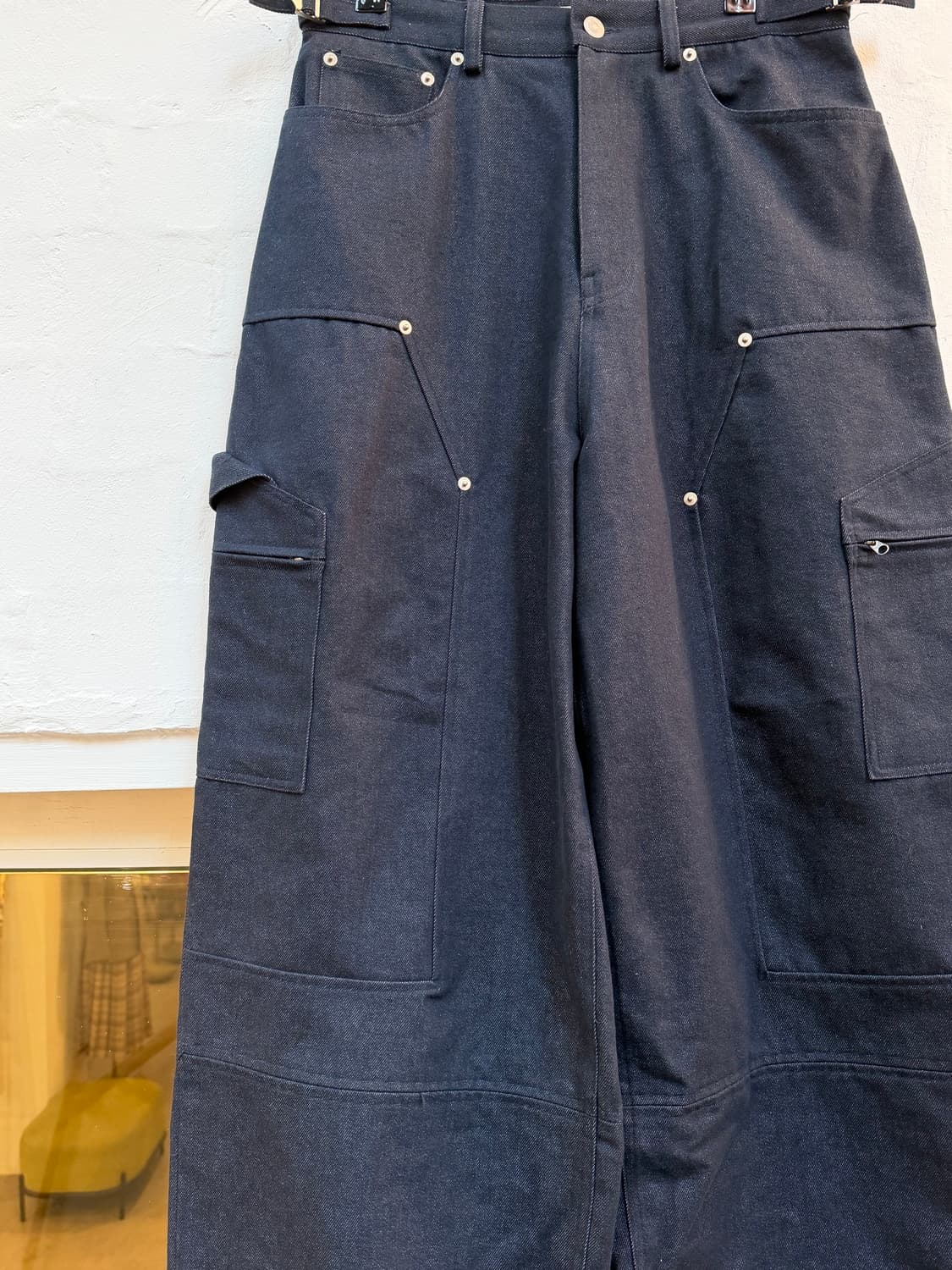 Haleine 알렌느 벨티드 카펜터 카고 데님 팬츠 네이비1 상품이미지3