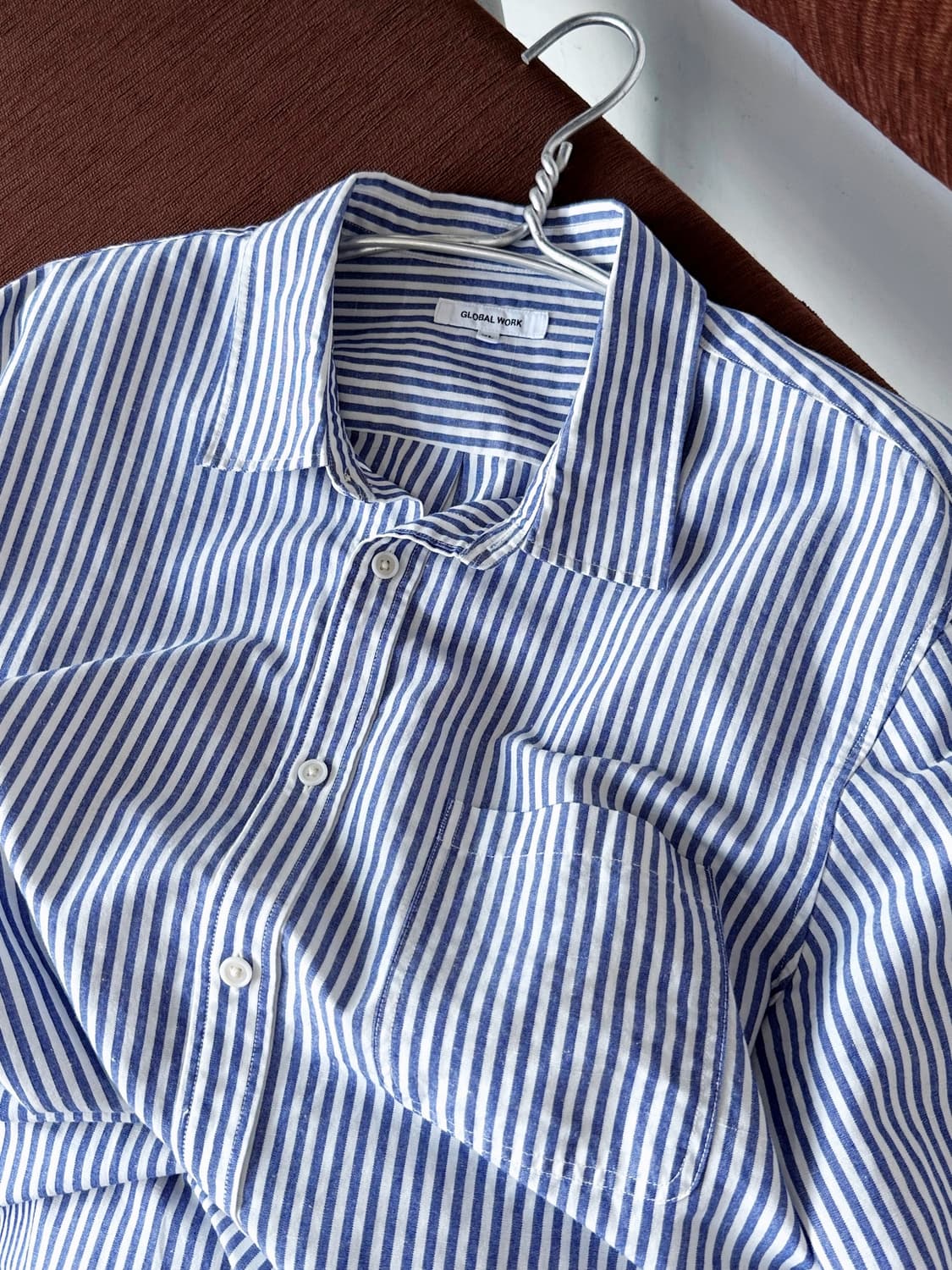 Linen touch natural stripe shirt 상품이미지2