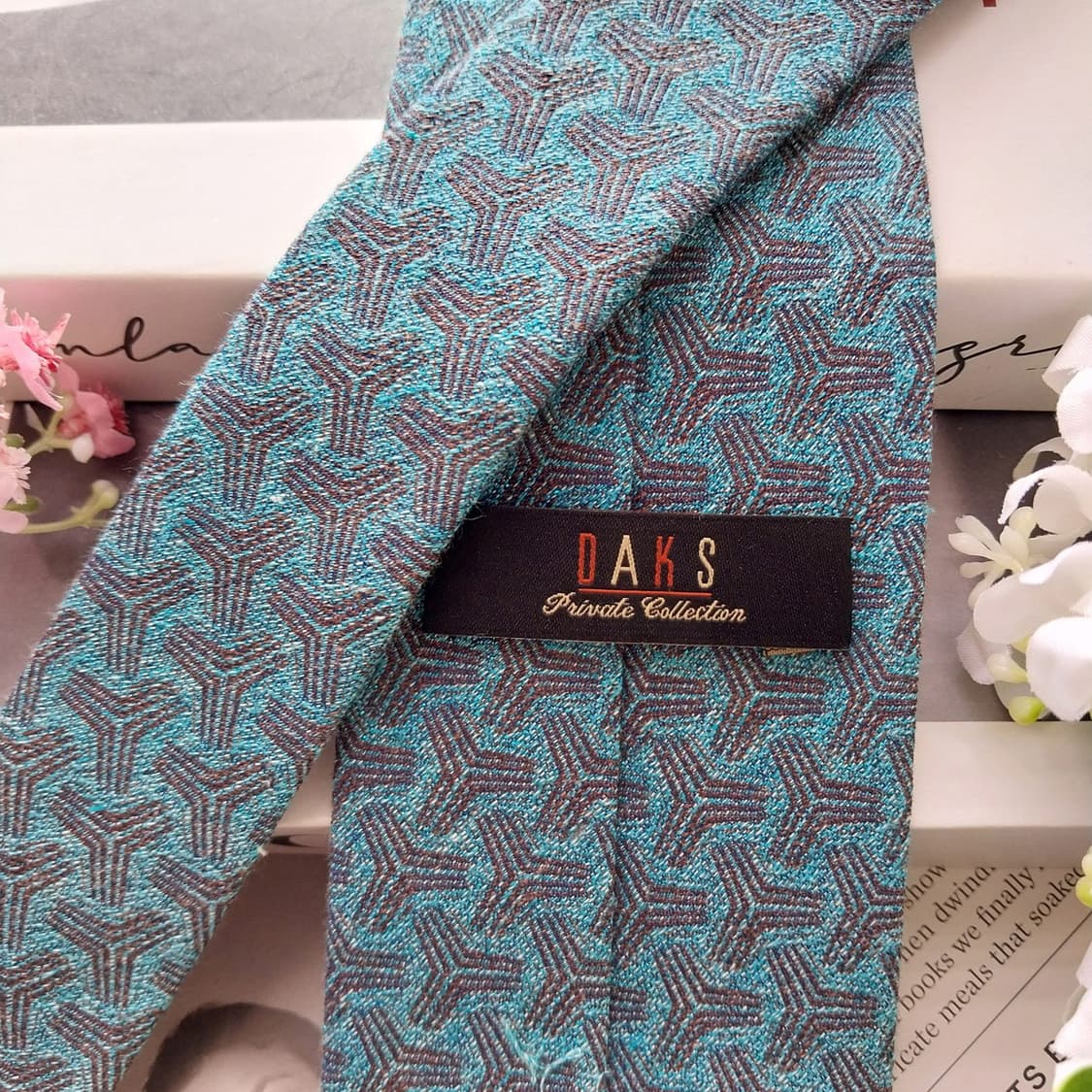 닥스 실크 코발트 블루 패턴 넥타이 8.2cm A+등급 K2325 상품이미지5