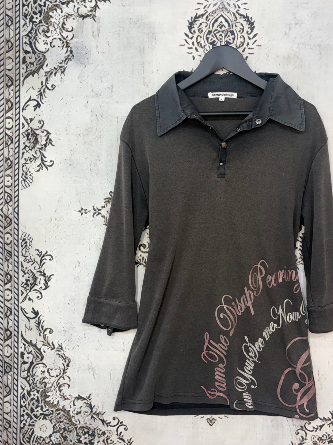 일본빈티지 글리터 레터링 7부 카라 롱슬리브 상품이미지4