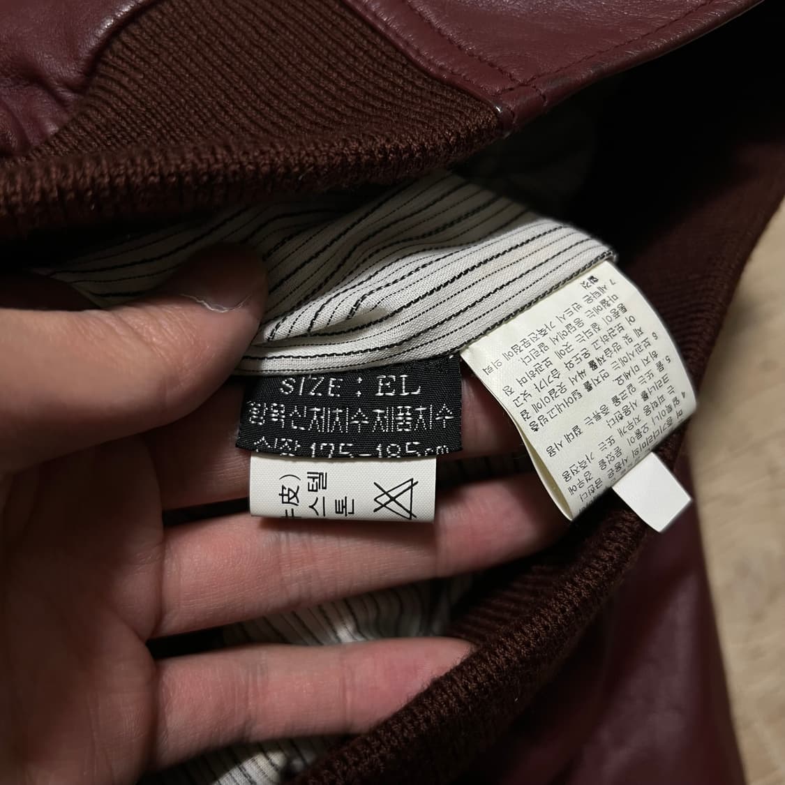 에스콰이어 레더 라이더 봄버 가죽자켓 [버건디] XL/105 상품이미지5