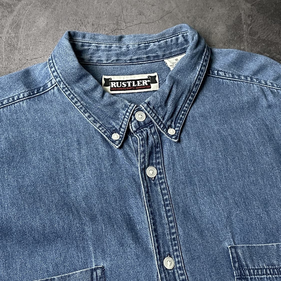 RUSTLER 빈티지 더블 체스트 포켓 데님셔츠 상품이미지2