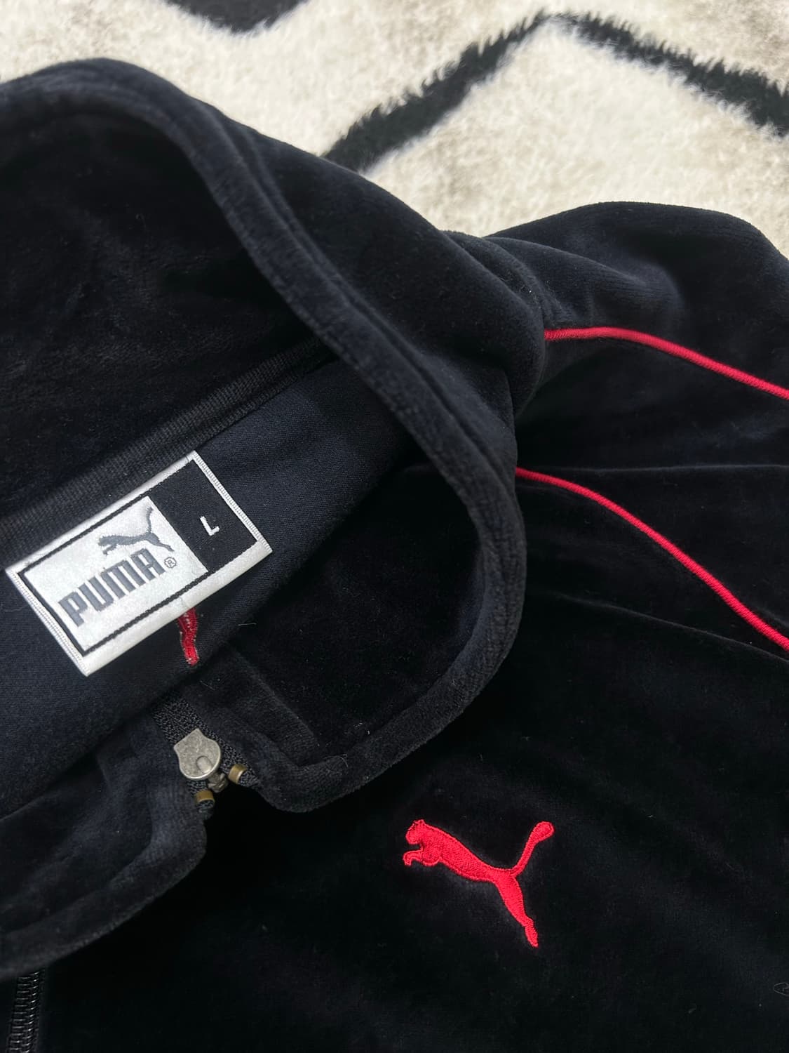 [L]푸마 90s벨벳 오버핏 트랙탑 져지/블랙 상품이미지5