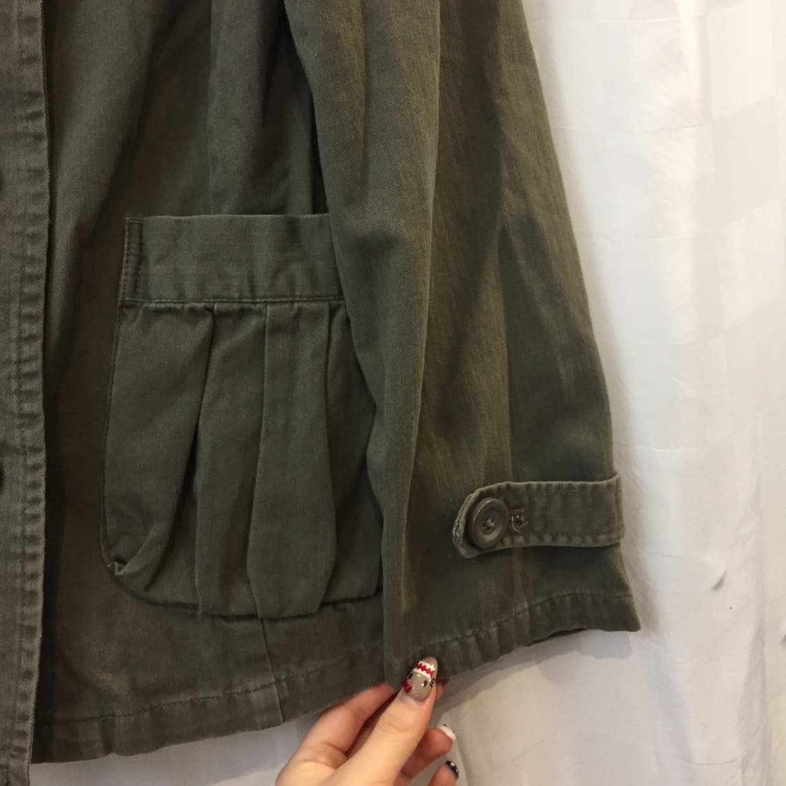 Estacot 하구미 모리걸 하이넥 카키 야상 숏자켓 상품이미지5
