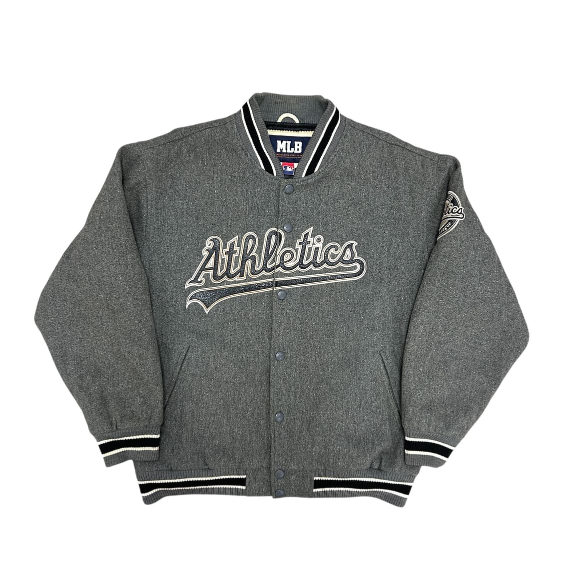 MLB 오클랜드 누빔 모직 바시티자켓(100) 상품이미지1