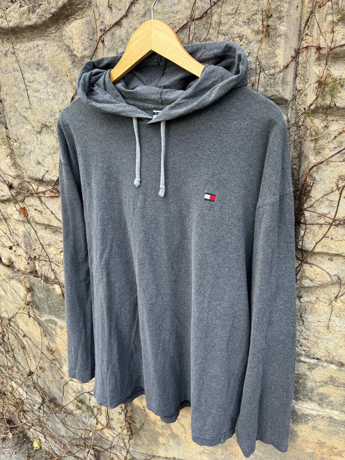 90s 타미힐피거 롱슬리브 후디 후드티 그레이 xl 상품이미지3