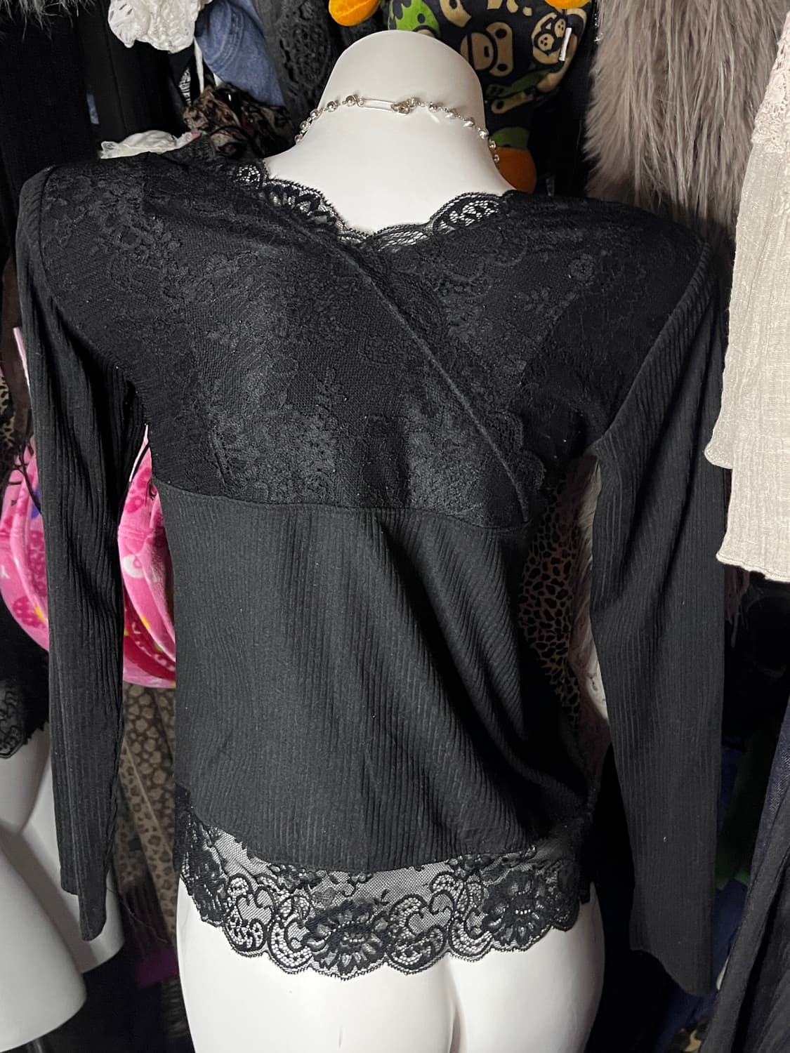 y2k 고스펑크 블랙 레이스 탑 상품이미지2