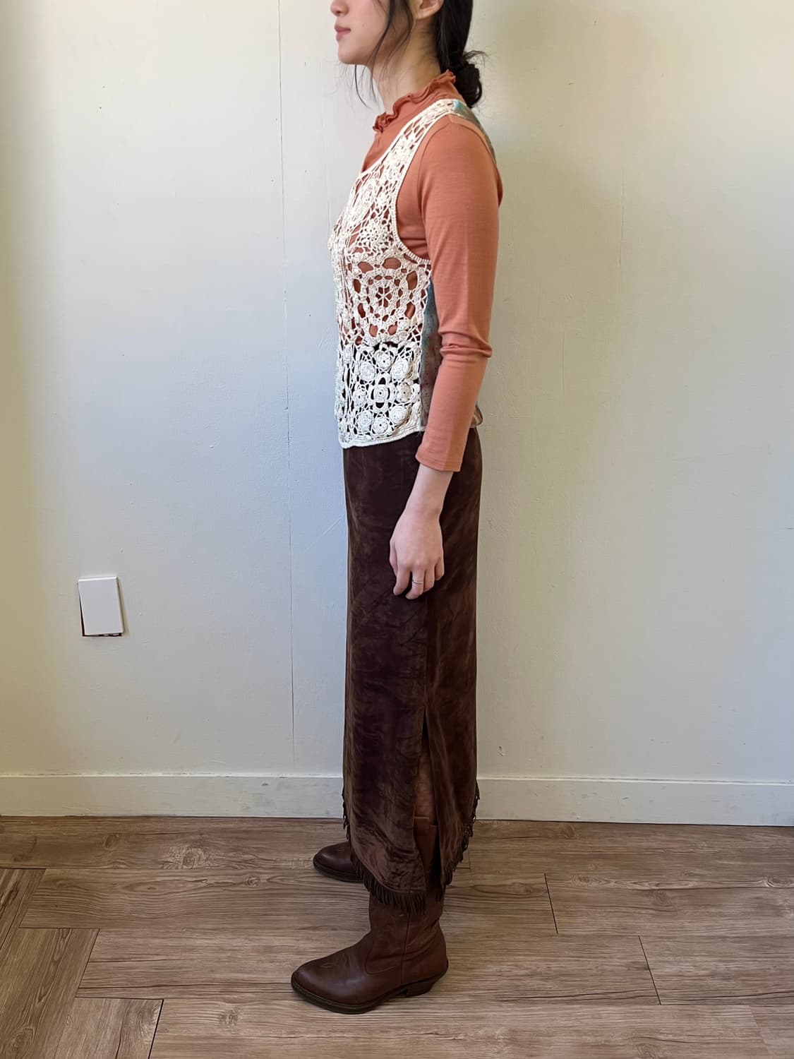 PENDORA 벨벳 롱 스커트 상품이미지8