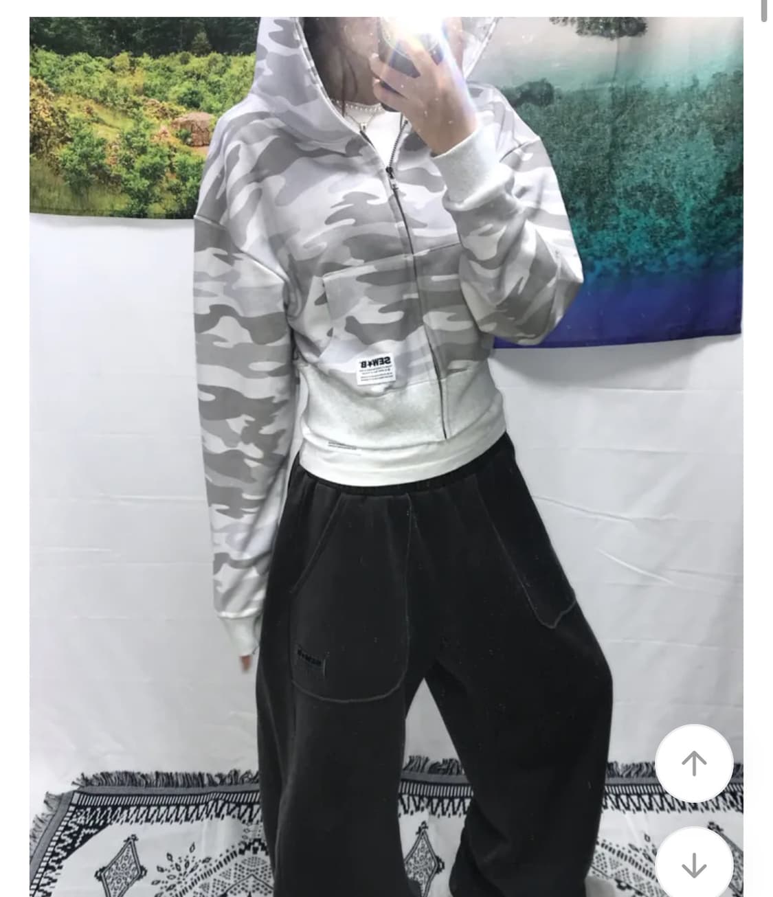 (새상품 단종) 피그먼트 카모 크롭 후드집업 FREE 상품이미지4