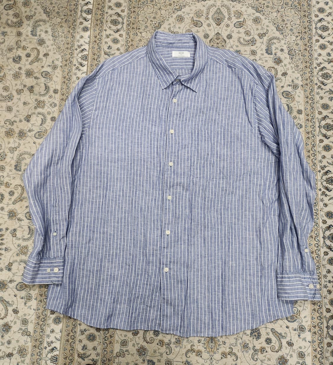 유니클로 린넨 스트라이프 셔츠 4XL 상품이미지1