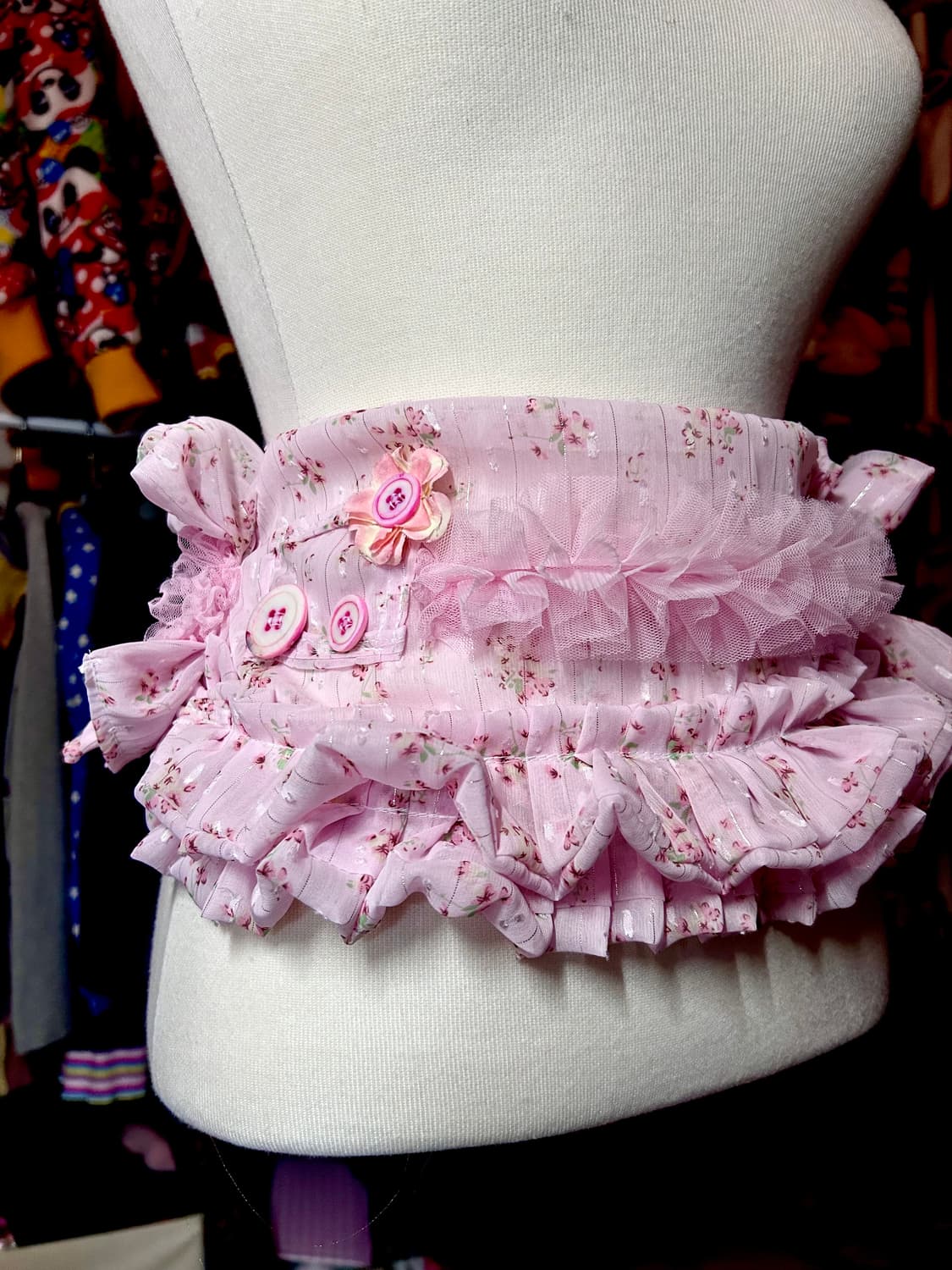 ･:*+. 핸드메이드 로리타 핑크 시스루 단추 헤드레이스 헤도레 상품이미지4