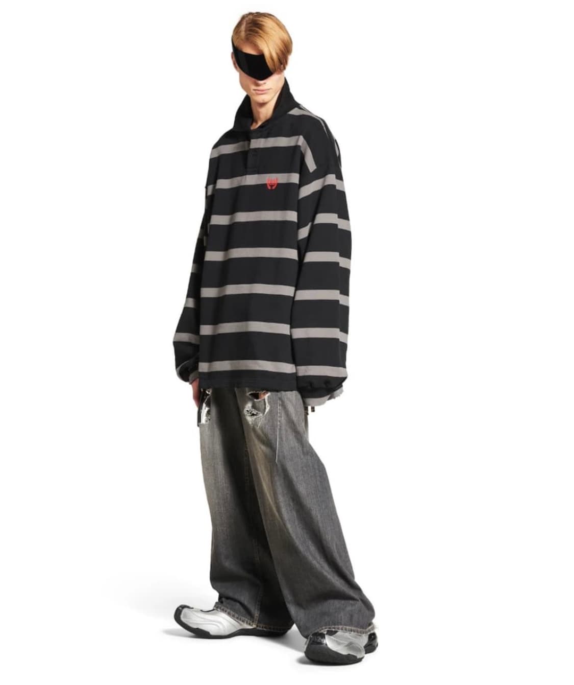 (판매) 3사이즈 발렌시아가 롱슬리브 오버사이즈 폴로티셔츠 블랙 상품이미지1