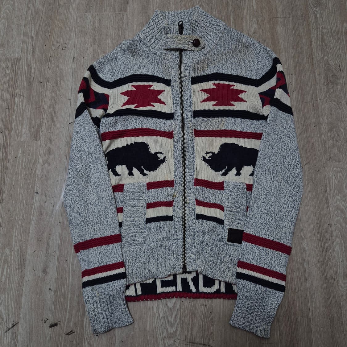 슈퍼드라이 드라이굿즈 아즈텍 코위찬 니트 집업 가디건 M(95) 상품이미지1