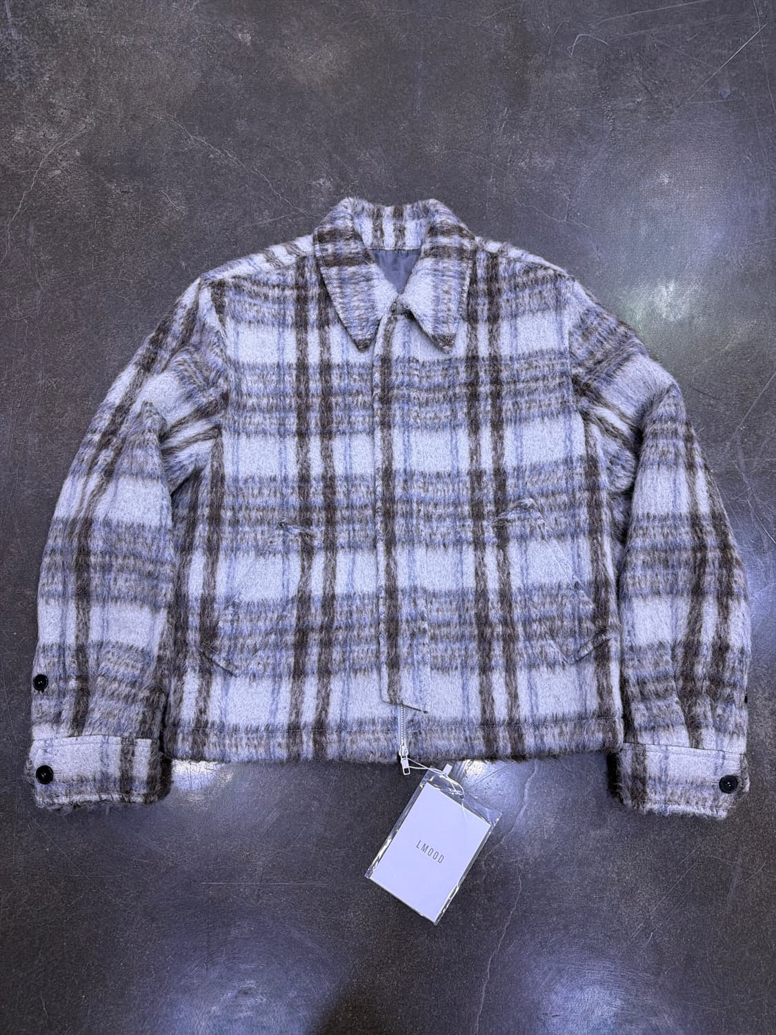 엘무드 슈퍼체크 알파카 모헤어 체크 자켓 블루종 46 상품이미지3