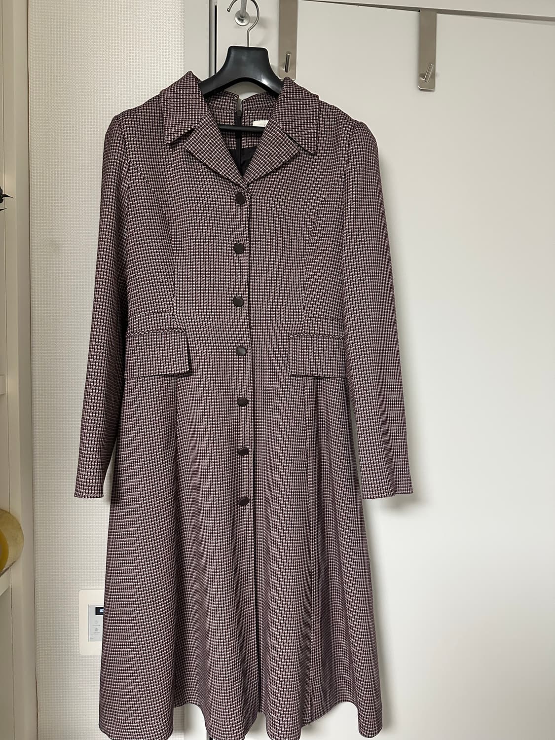 LINE 체크 패턴 롱 원피스 66사이즈 판매 상품이미지1