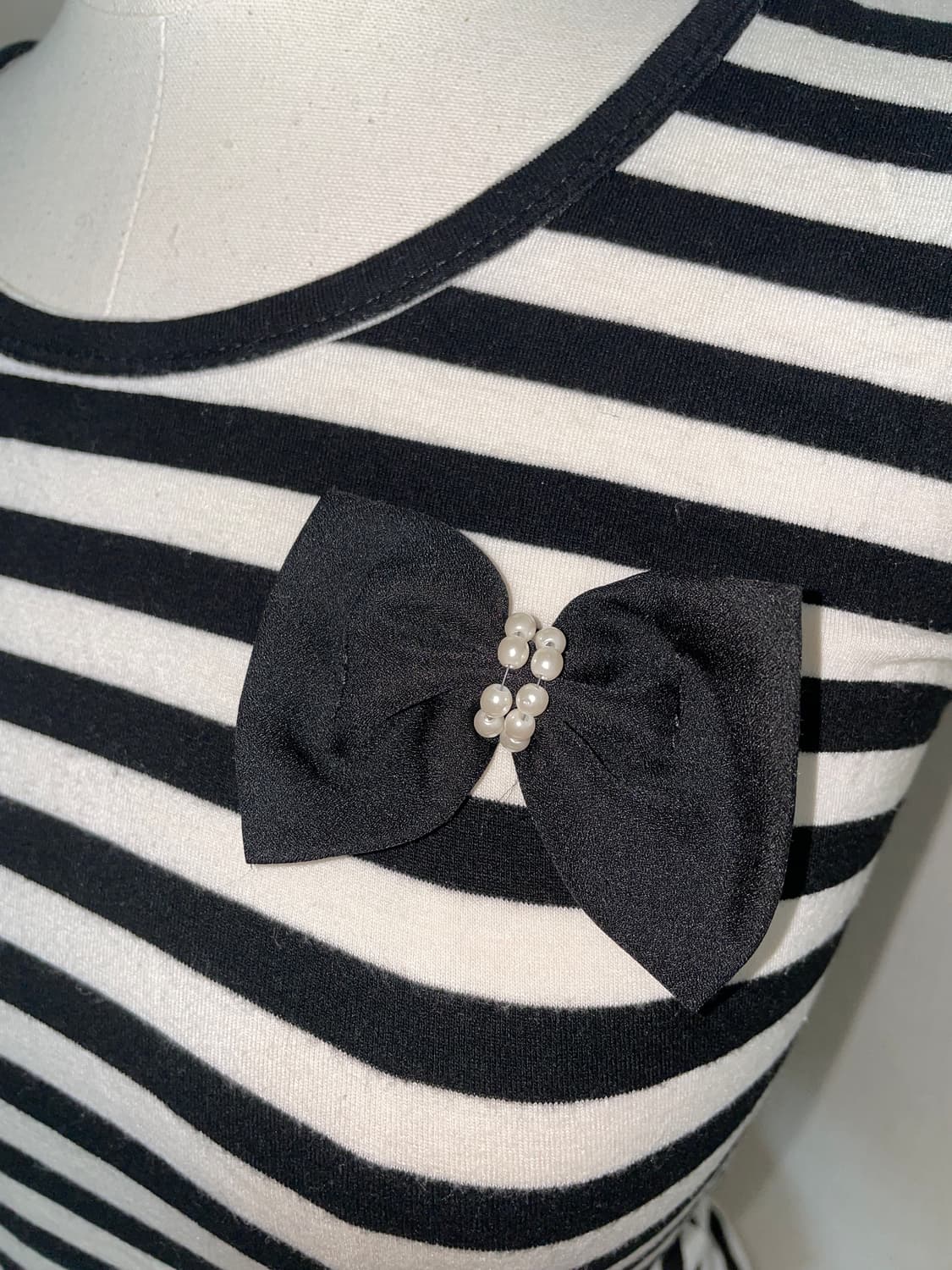 리본 디테일 스트라이프 갸루 탑 상품이미지3