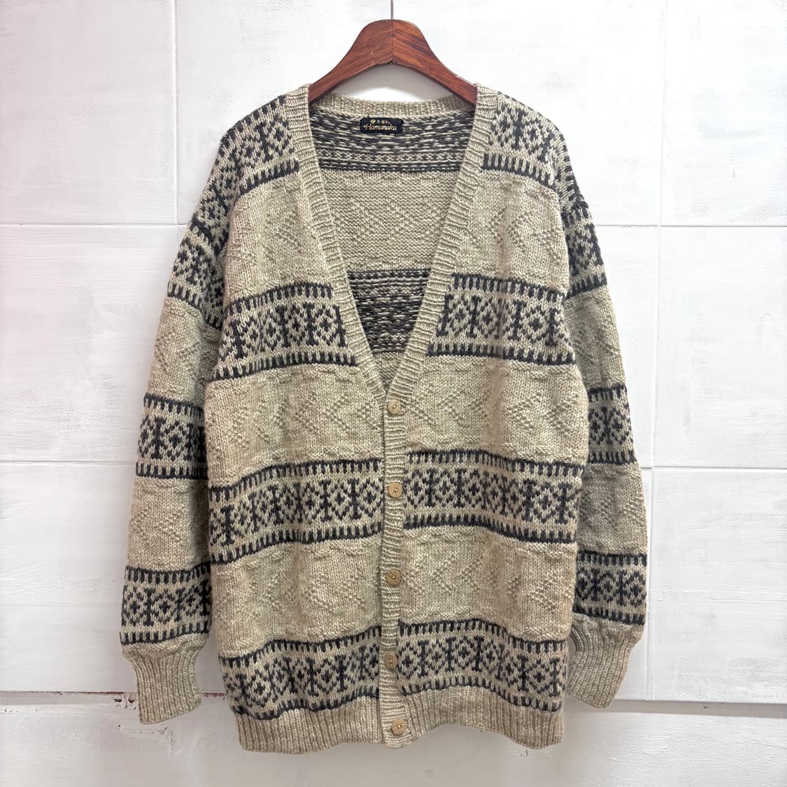 90's Hamanaka 에스닉 패턴 오버핏 가디건  상품이미지1