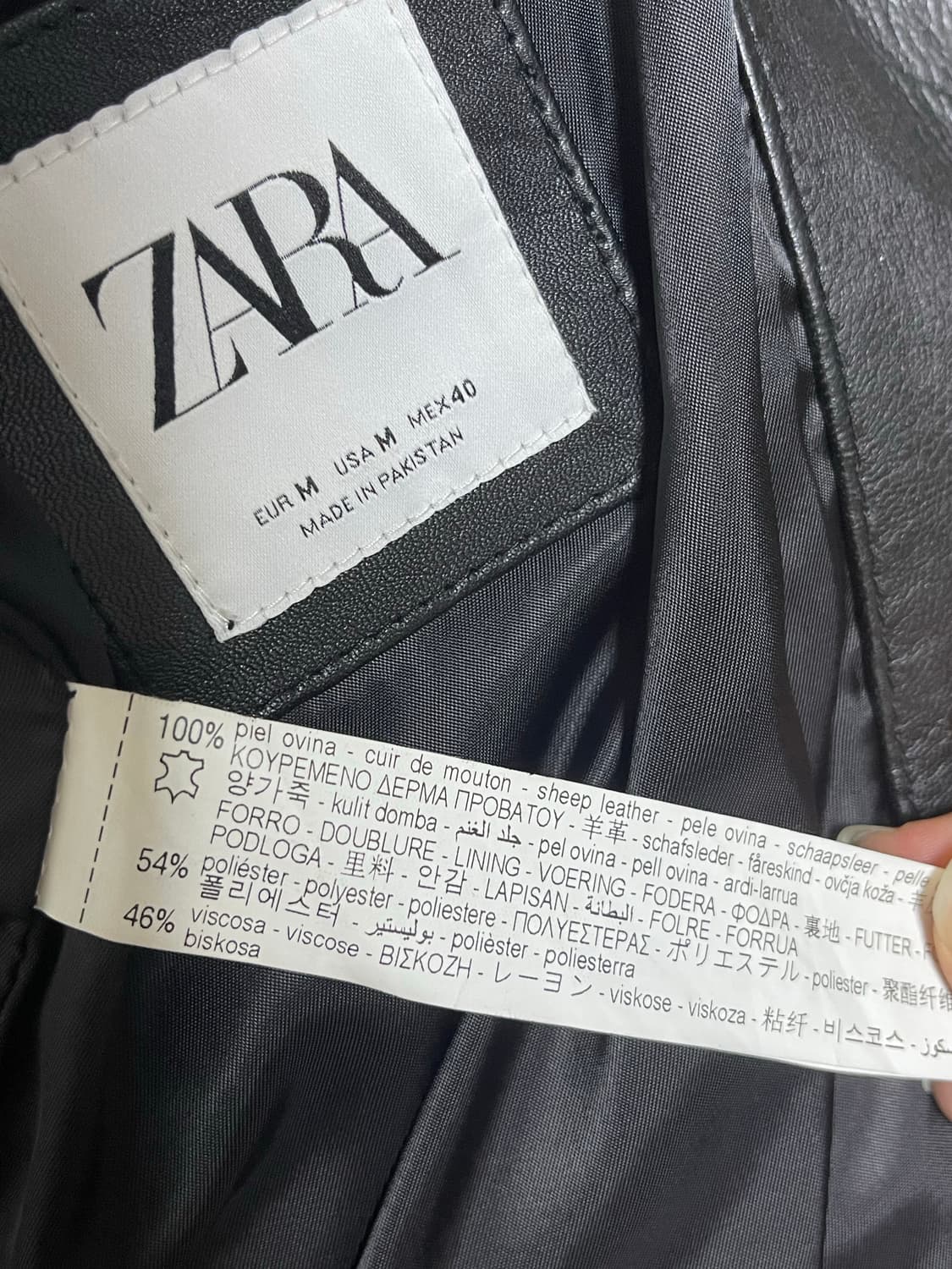 [M] 자라 리얼레더 양가죽 라이더자켓 판매 상품이미지3