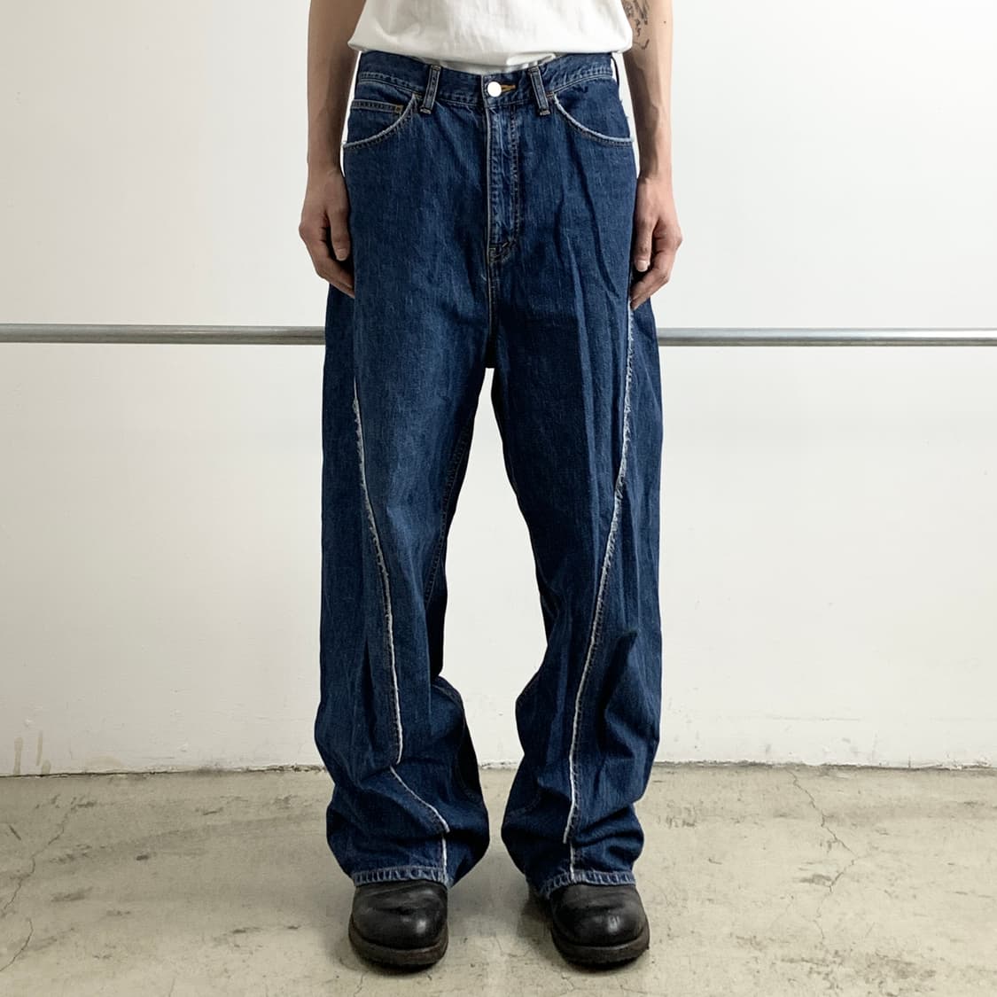 지에다 루즈핏 와이드 데님 팬츠 상품이미지1