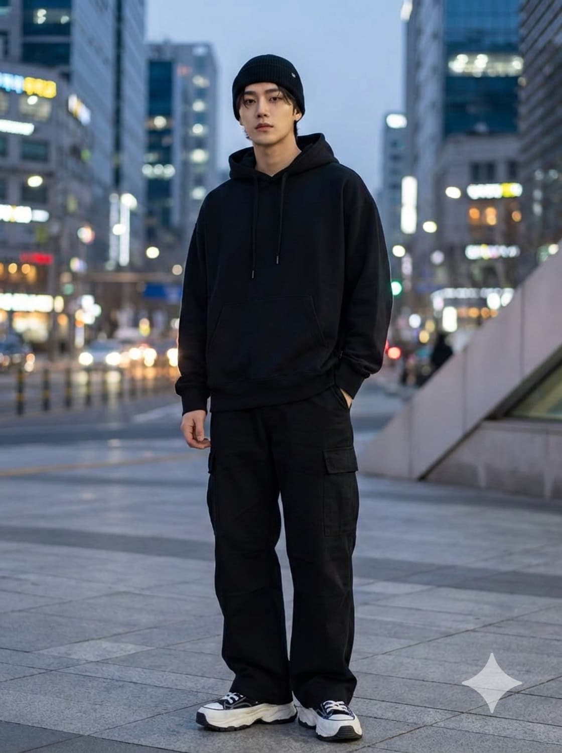 MELANGE MASTER(멜란지 마스터) 블랙 스웨트 후드티 상품이미지1