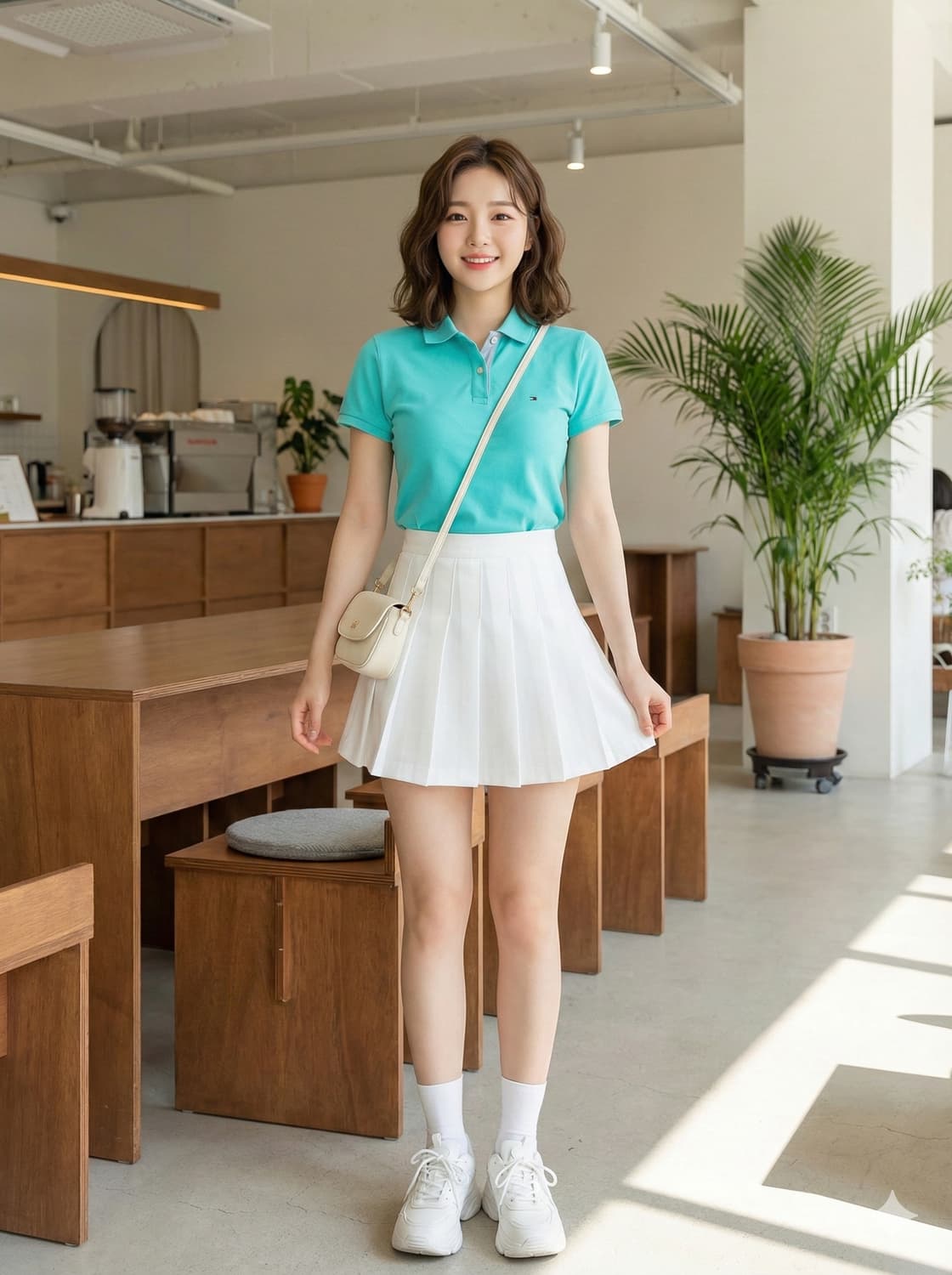 타미힐피거. 여자 민트 슬림핏 폴로셔츠_M 상품이미지1