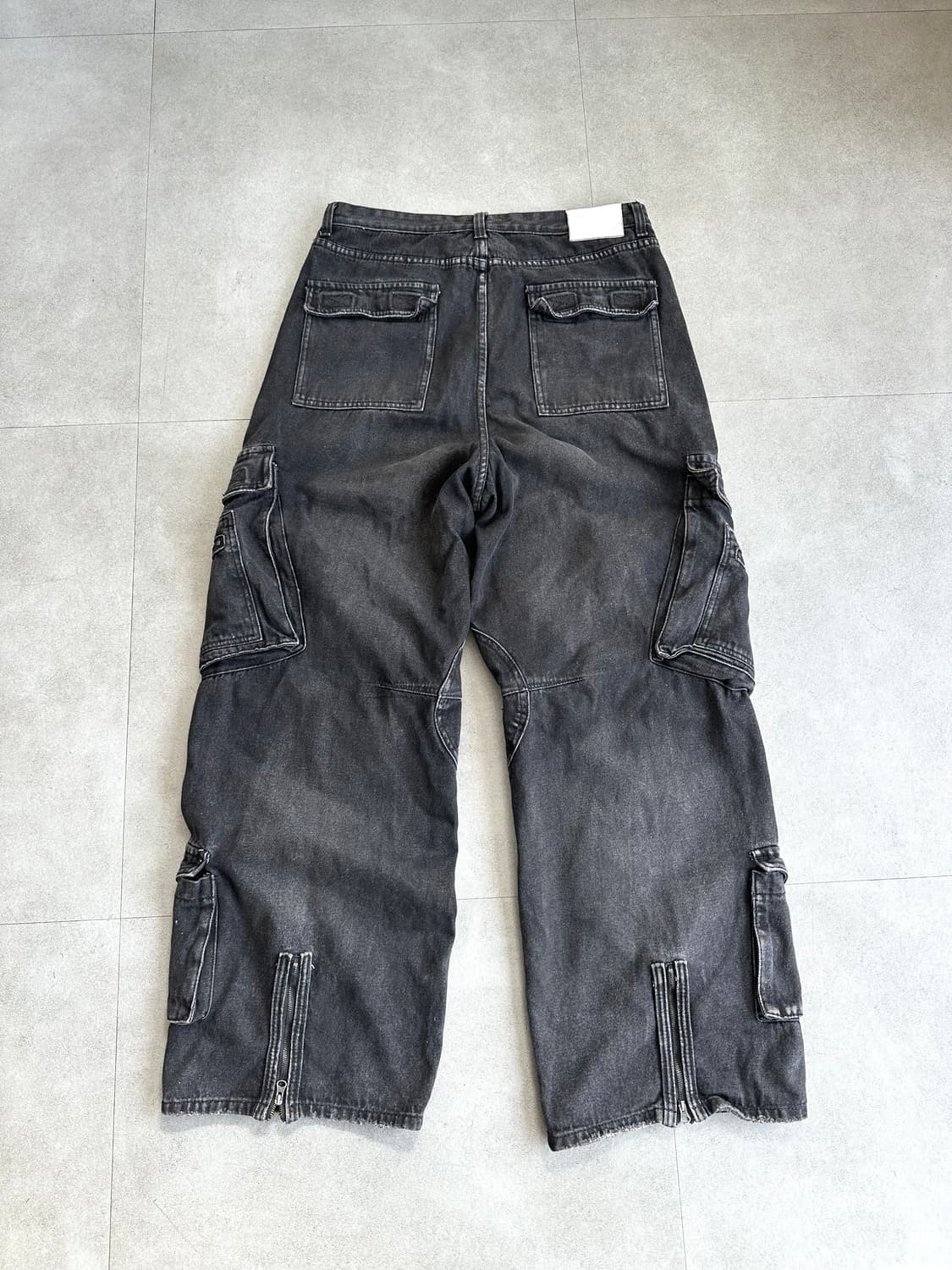 JPN VTG 블랙 데님 집업 오버와이드 카고 팬츠 상품이미지5